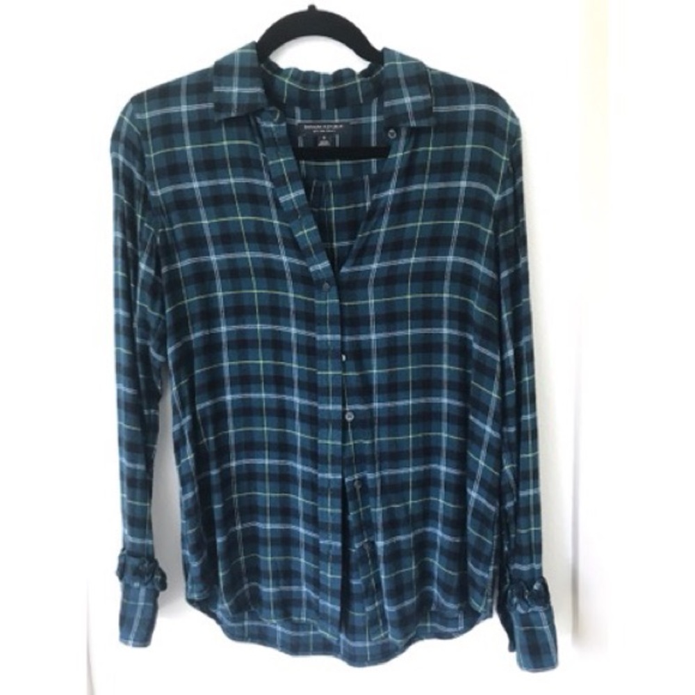 Soft Flannel green ruffled button down